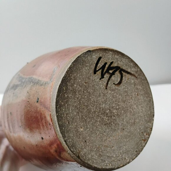 Vintage Metallic Glaze Art Pottery Vase Mid Century Modern Artist Mark 9" Vessel - Picture 6 of 10